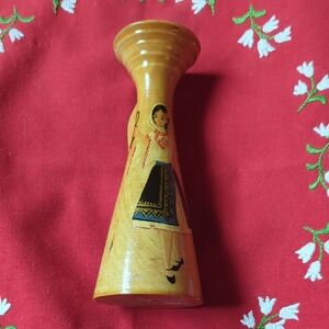Vintage Eastern European/Balkan Wooden Folk Art Vase